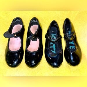 2 - Pair Kids Tap Shoes American Ballet Theatre & Capezio Girls Size 9.5 & 10.5